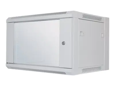 Intellinet Network Cabinet, Wall Mount (Standard), 6U, Usable Depth 260mm/Width 510mm, Grey, Flatpack, Max 60kg, Metal & Glass Door, Back Panel, Removeable Sides, Suitable also for use on desk or floor, 19", Parts for wall install (eg screws/rawl plugs) n