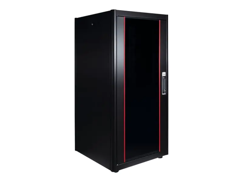 Equip Basic Flex Line - Schrank Netzwerkschrank - 600x600 mm, mit Glastür, abnehmbare und abschließbare Paneele, montiert - freistehend - Schwarz, RAL 9005 - 22U - 48.3 cm (19") EBF-22-6060-B-BAAA