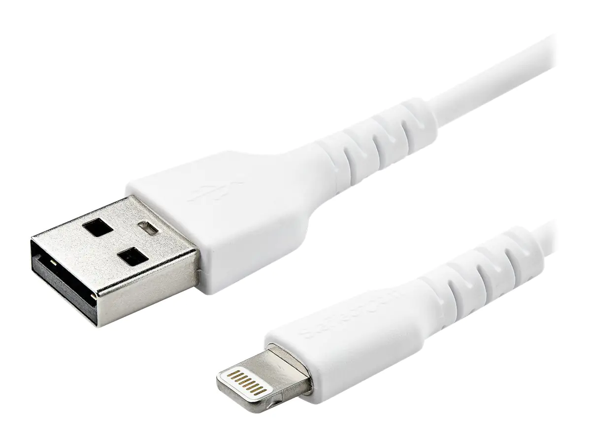 StarTech 2m USB-A auf Lightning-Kabel - Hochbelastbare, robuste Aramidfaser - USB Typ-A auf Lightningkabel - Lade-/Synchronisationskabel - Apple MFi-zertifiziert iPad/iPhone 12 - Weiß (RUSBLTMM2M) - Lightning-Kabel - USB männlich gerade zu Lightning männl