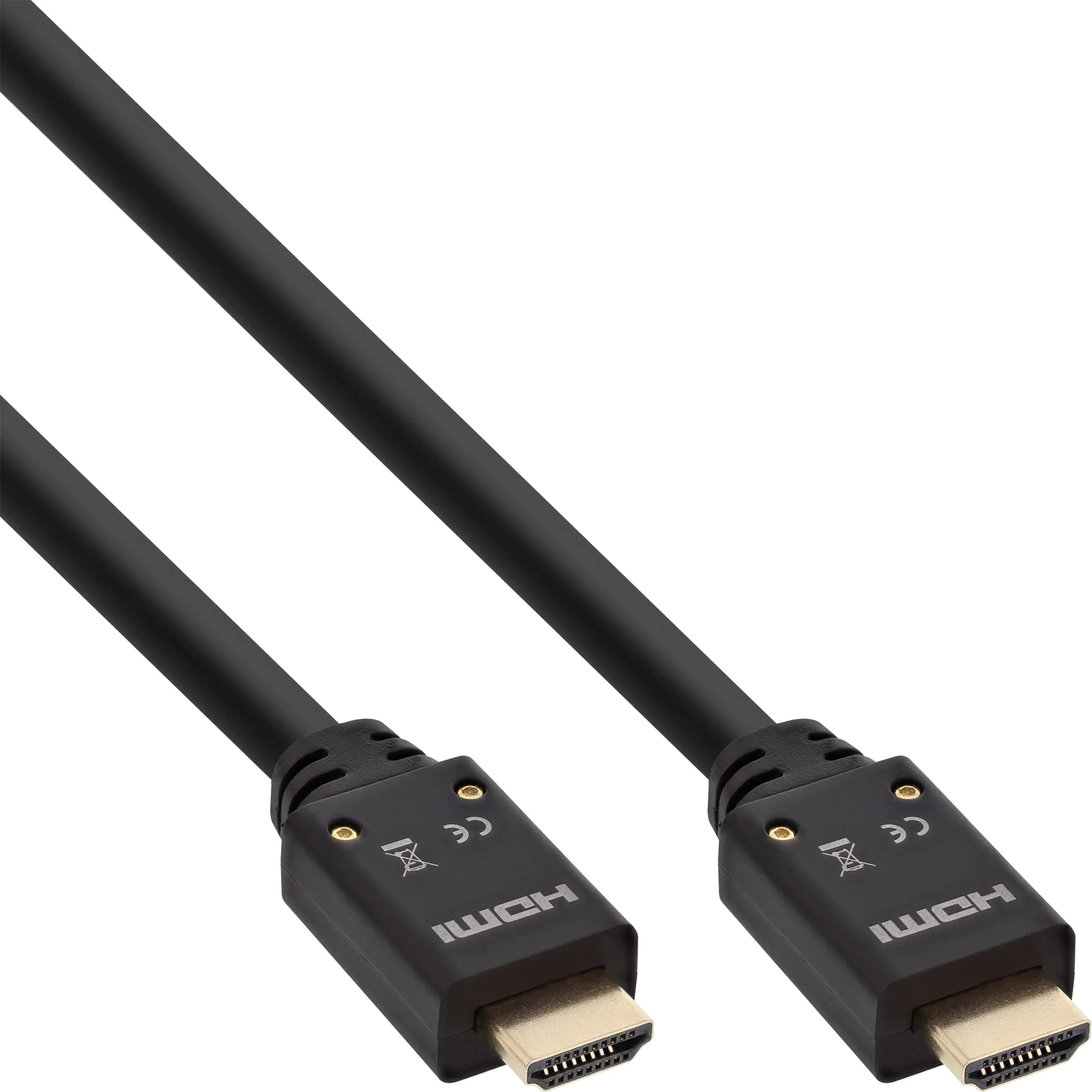 InLine High Speed - HDMI-Kabel mit Ethernet - HDMI Stecker zu HDMI Stecker - 10 m - Dreifachisolierung - Schwarz - geformt, 4K Unterstützung, aktiv
