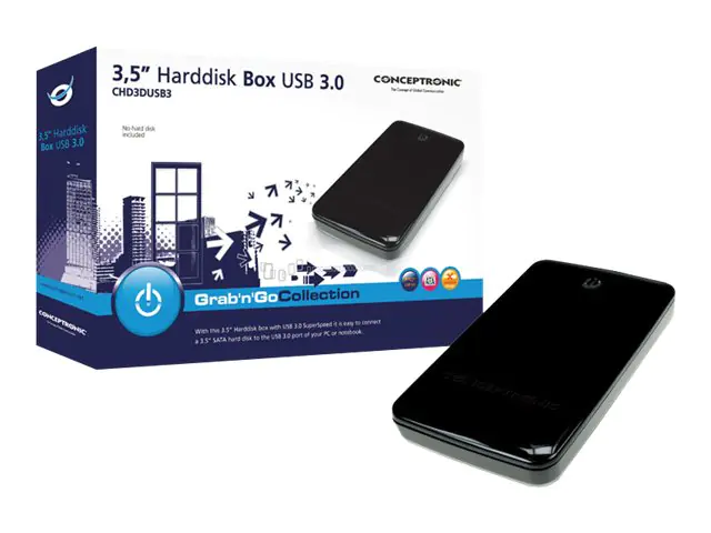 Conceptronic - Speichergehäuse - 3.5" (8.9 cm) - 1 Sender/Kanal - SATA 1.5Gb/s - USB 3.0 - Schwarz