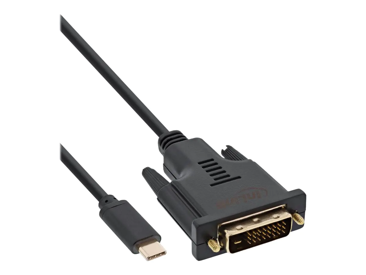 InLine - Adapterkabel - 24 pin USB-C (M) zu DVI-D (M) - USB 3.1 Gen 1 / Thunderbolt 3 / DisplayPort 1.2 - 2 m - 1080p-Unterstützung - Schwarz