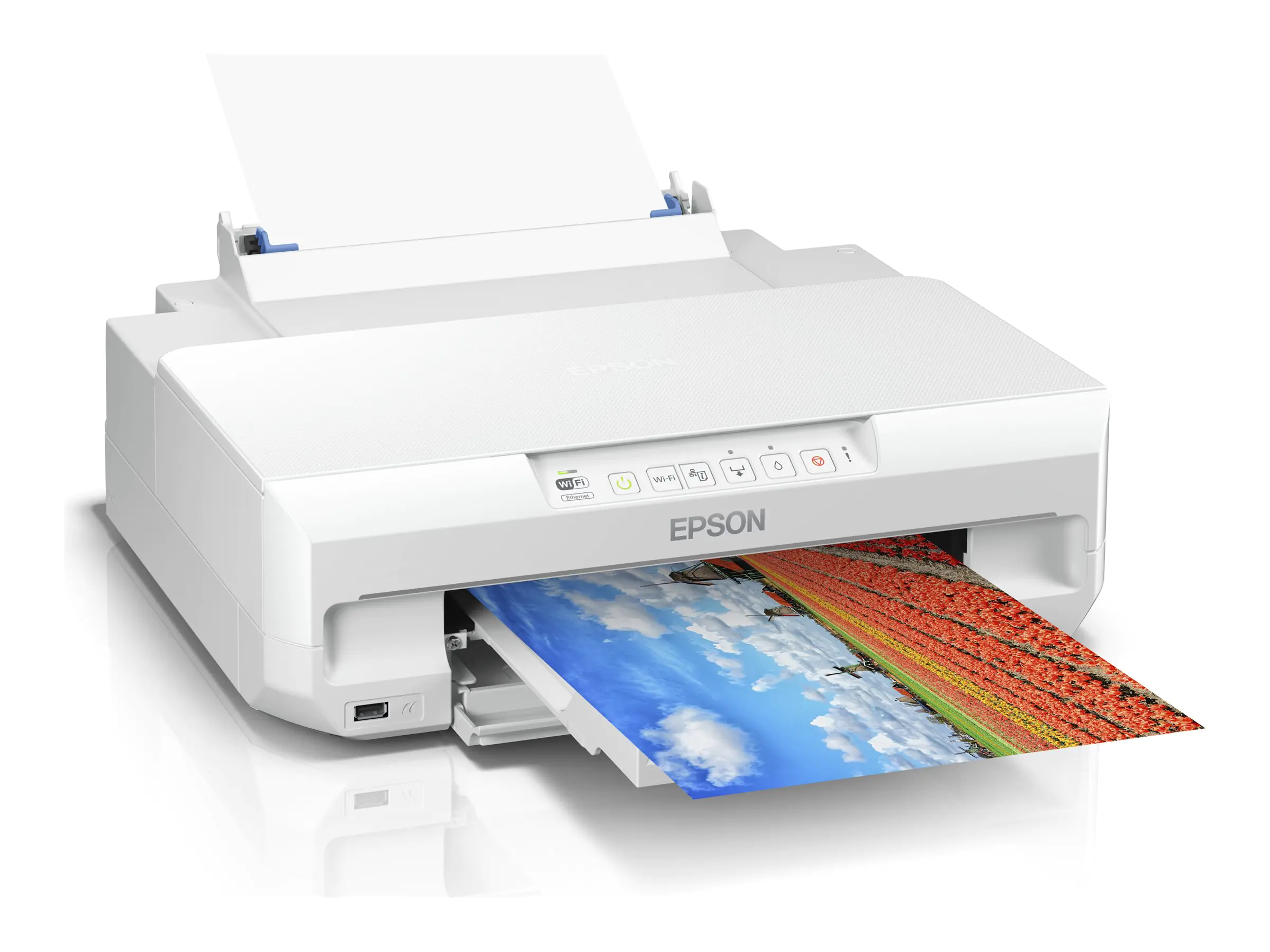Epson Expression Photo XP-65 - Drucker - Farbe - Duplex - Tintenstrahl - A4/Legal - 5760 x 1440 dpi - bis zu 9.5 Seiten/Min. (einfarbig)/bis zu 9 Seiten/Min. (Farbe) - Kapazität: 100 Blätter - USB, LAN, Wi-Fi