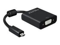 Delock - VGA-Adapter - 19 pin micro HDMI Type D (M) zu HD-15 (VGA), mini-phone stereo 3.5 mm, Mikro-USB Typ B (nur Strom) (W) - 17 cm - Schwarz