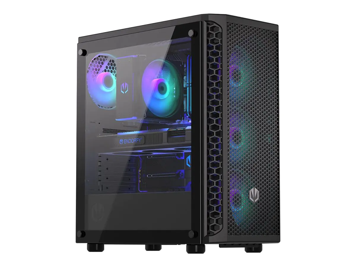 Endorfy Signum 300 ARGB - Mid tower - ATX - Seitenteil mit Fenster (gehärtetes Glas) - keine Spannungsversorgung (ATX) - Schwarz - USB/Audio