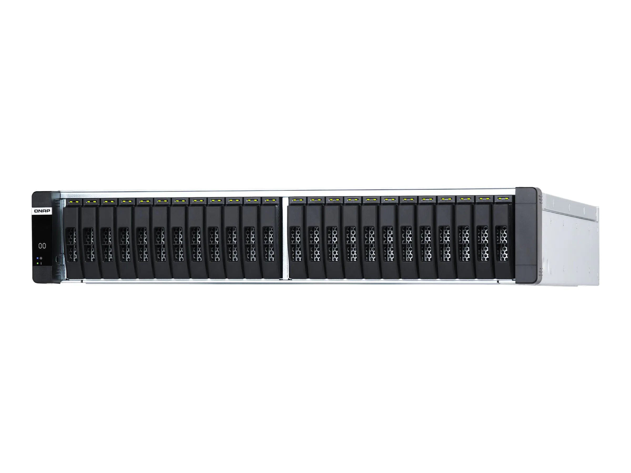 QNAP ES2486dc - NAS-Server - 24 Schächte - Rack - einbaufähig - SAS 12Gb/s - RAID RAID 0, 1, 5, 6, 10, 50, JBOD, 60, RAID TP - RAM 96 GB - Gigabit Ethernet / 10 Gigabit Ethernet - iSCSI Support - 2U