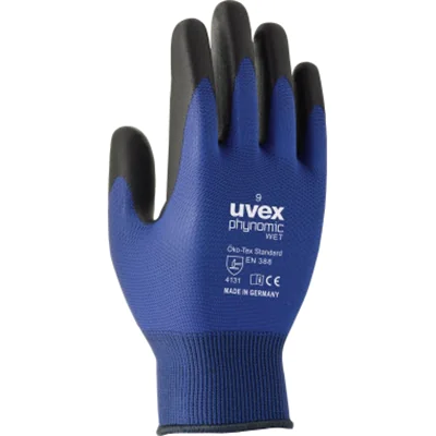 uvex Arbeitshandschuh phynomic wet 11 70 % Polyamid, 30 % Elasthan blau/anthrazit