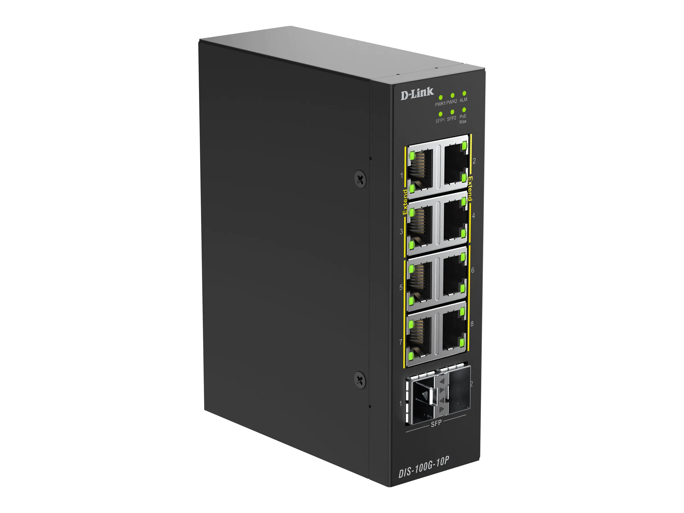 D-Link DIS 100G-10P - Switch - industriell - unmanaged - 8 x 10/100/1000 (PoE)