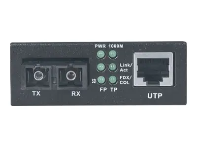 Intellinet Gigabit Ethernet Singlemode Medienkonverter, 10/100/1000Base-T auf 1000Base-LX (SC) Single Mode, 20 km - Medienkonverter - GigE - 10Base-T, 1000Base-LX, 100Base-TX, 1000Base-T - RJ-45 / SC Single-Modus - bis zu 20 km - 1310 nm