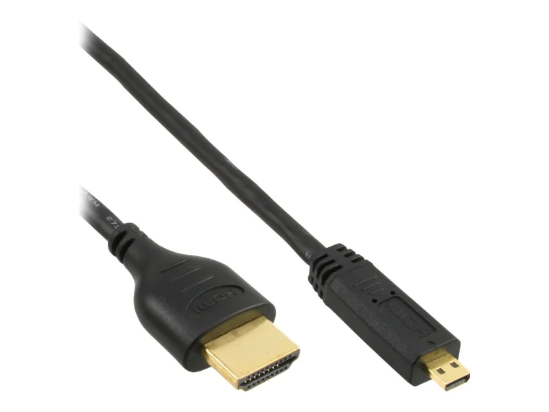 InLine Super Slim High Speed HDMI Cable with Ethernet - HDMI-Kabel mit Ethernet - 19 pin micro HDMI Type D männlich zu HDMI männlich - 1.8 m - Dreifachisolierung - Schwarz - 4K Unterstützung
