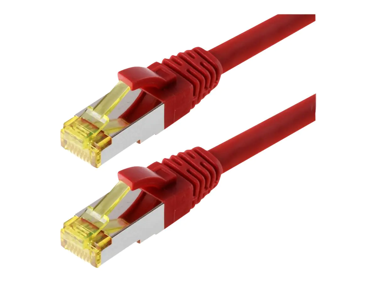 Helos - Patch-Kabel - RJ-45 (M) bis RJ-45 (M) - 10 m - SFTP, PiMF - CAT 6a - halogenfrei, geformt, ohne Haken - Rot