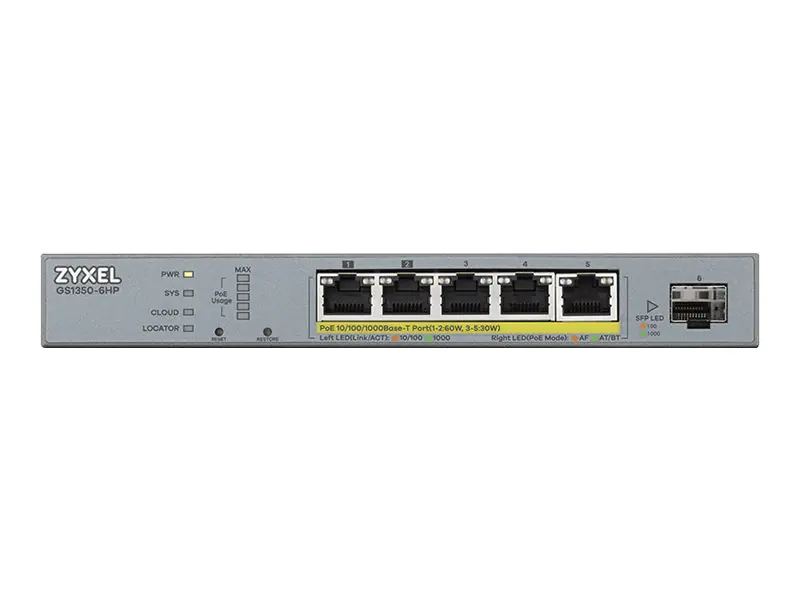ZyXEL GS1350-6HP - Switch - Smart - 5 x 10/100/1000 (PoE+) GS1350-6HP-EU0101F