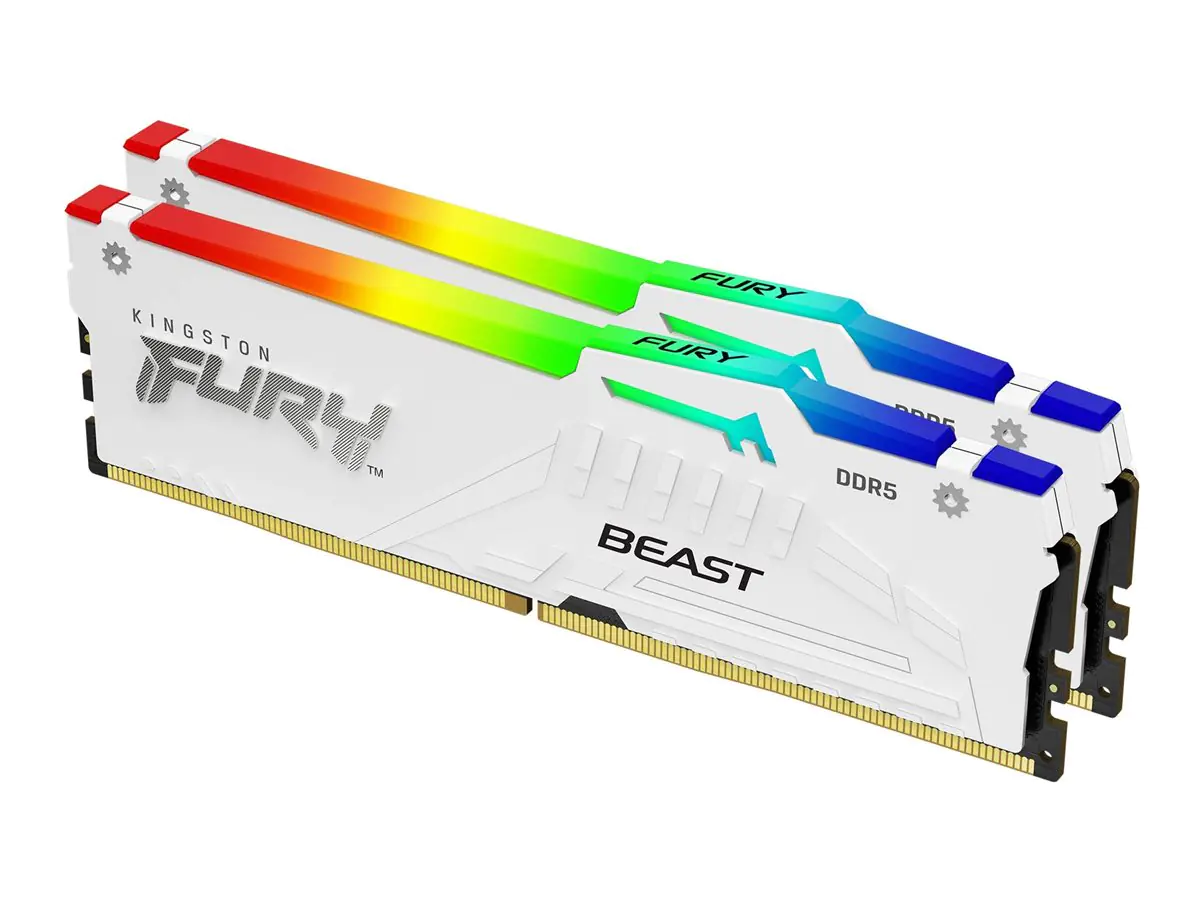 Kingston FURY Beast RGB - DDR5 - Kit - 32 GB: 2 x 16 GB - DIMM 288-PIN - 6000 MHz / PC5-48000 - CL30 - 1.4 V - ungepuffert - on-die ECC - weiß
