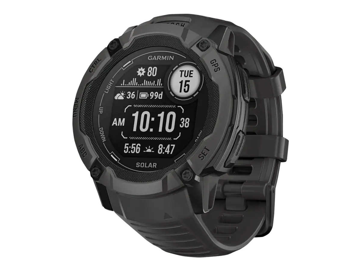 Garmin Instinct 2X Solar - 50 mm - faserverstärktes Polymer - intelligente Uhr mit Band - Handgelenkgröße: 145-228 mm - einfarbig - 64 MB - Bluetooth, ANT+ - 67 g - Graphite