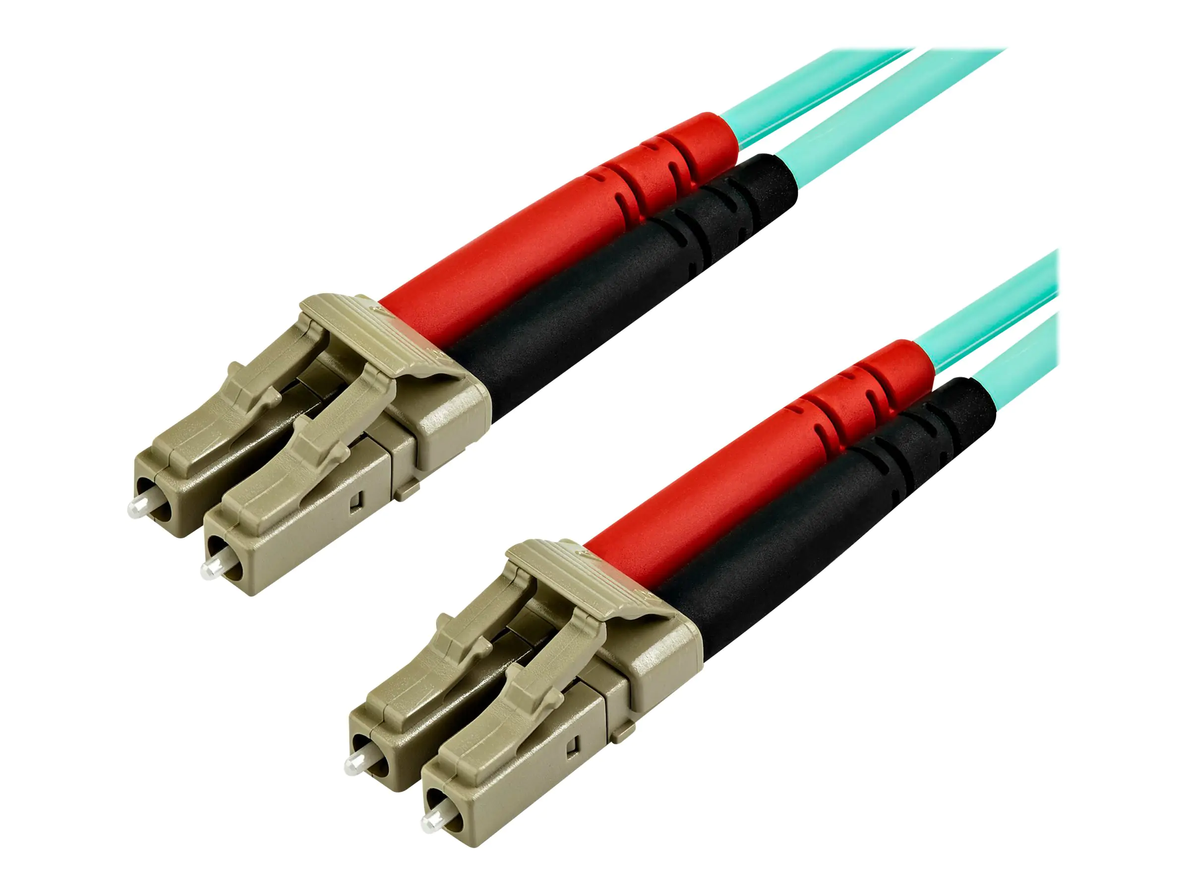 StarTech 15 m OM4 LC to LC Multimode Duplex Fiber Optic Patch Cable- Aqua - 50/125 - Fiber Optic Cable - 40/100Gb - LSZH (450FBLCLC15) - Patch-Kabel - LC Multi-Mode (M) zu LC Multi-Mode (M) - 15 m - Glasfaser - Duplex - 50/125 Mikrometer - OM4 - Aquamarin