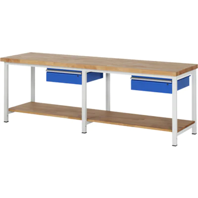 RAU Werkbank 8000 2.500 x 840-1.040 x 700 mm (B x H x T) enzianblau lichtgrau