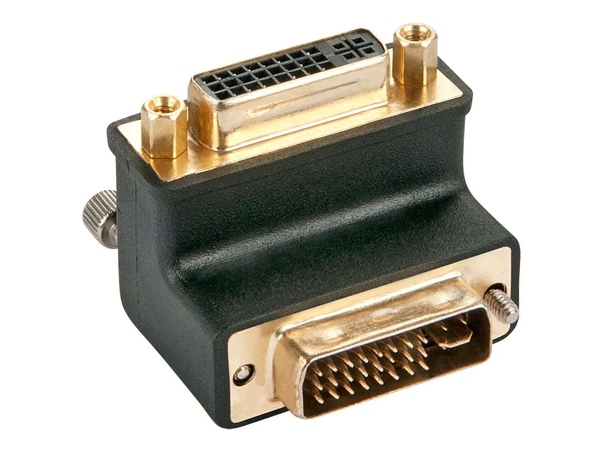 Lindy 90° Adapter "Down" - DVI-Adapter - DVI-I (W) zu DVI-I (M) - geformt, Daumenschrauben