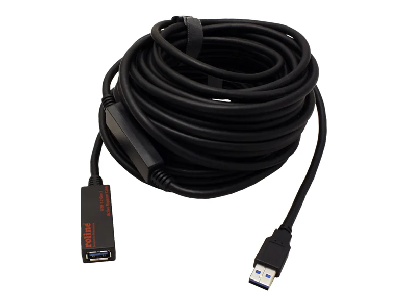 Roline - USB-Verlängerungskabel - USB Typ A (M) zu USB Typ A (W) - USB 3.2 Gen 1 - 15 m - aktiv - Schwarz