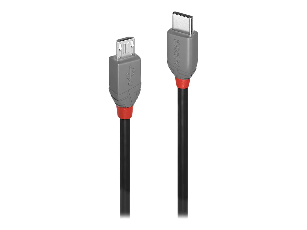 Lindy Anthra Line - USB-Kabel - 24 pin USB-C (M) zu Micro-USB Typ B (M) - USB 2.0 - 3 m - rund - Schwarz