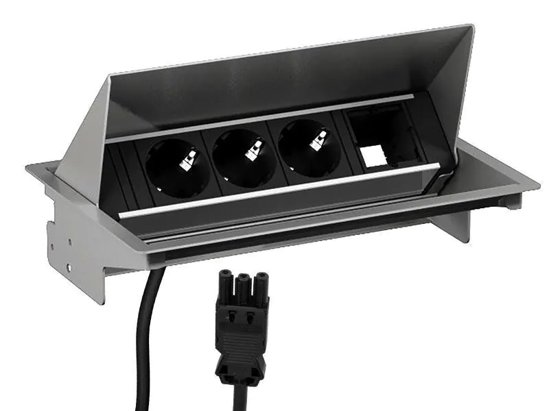 Bachmann CONEO - Steckdosenleiste - Eingabe, Eingang GST18 - Ausgangsanschlüsse: 3 - 20 cm - metallisch grau, RAL 9006