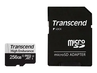Transcend 350V - Flash-Speicherkarte (SD-Adapter inbegriffen) - 256 GB - UHS-I U3 / Class10 - microSDXC UHS-I