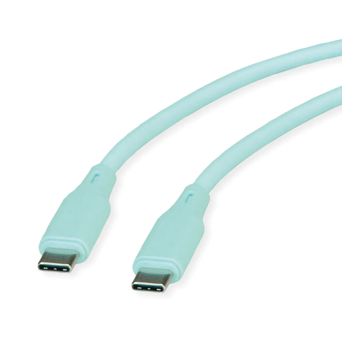 ROLINE USB 2.0 Kabel C-C ST/ST Silikon 60W 1m Grün - Kabel - Digital/Daten