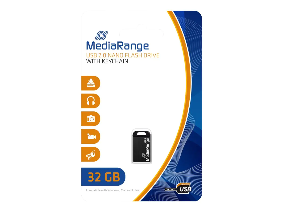 MediaRange Nano - USB-Flash-Laufwerk - 32 GB - USB 2.0 - Schwarz