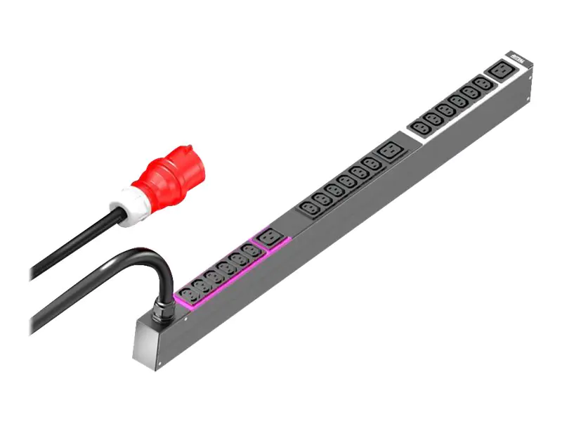 Rittal PDU Basic - Stromverteilungseinheit - Wechselstrom 400 V - 11 kW - 3 Phasen - Ausgangsanschlüsse: 21 (18 x IEC 60320 C13, 3 x IEC 60320 C19) - 0U - 3 m Schnur