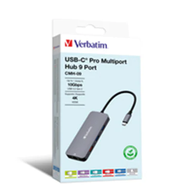 Verbatim CMH 09 - Hub - 1 x HDMI + 2 x USB-C 3.2 Gen 2 + 3 x USB 3.2 Gen 1 + 1 x 1 Gigabit Ethernet - Desktop