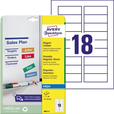 Avery Zweckform Magnetschild J8871-5 78x28mm ws 90 St./Pack.