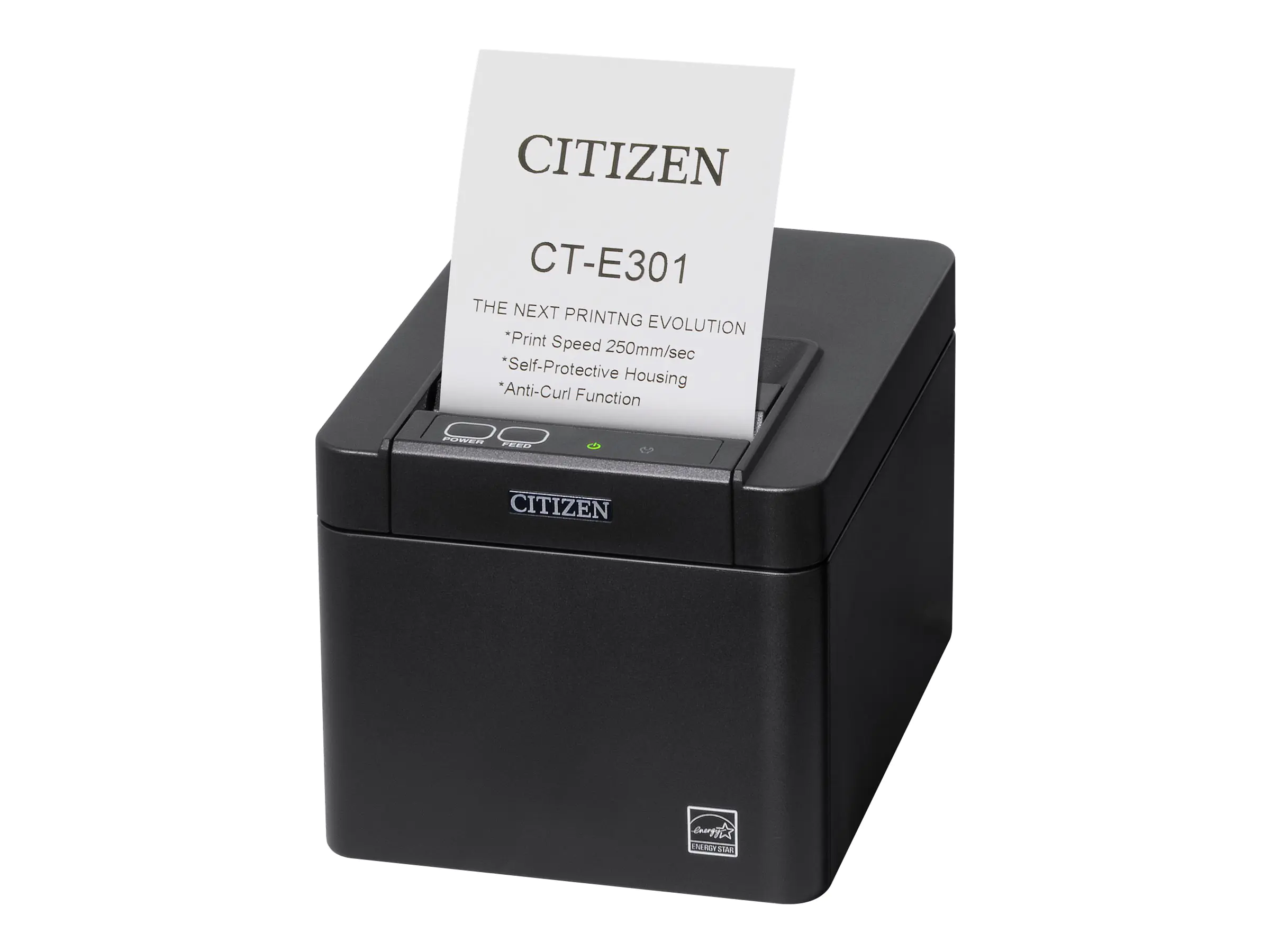 Citizen CT-E301 - Belegdrucker - zweifarbig (monochrom) - Thermodirekt - Rolle (7,95 cm), Rolle (5,75 cm) - 203 dpi - bis zu 250 mm/Sek. - USB 2.0 - Cutter - Schwarz
