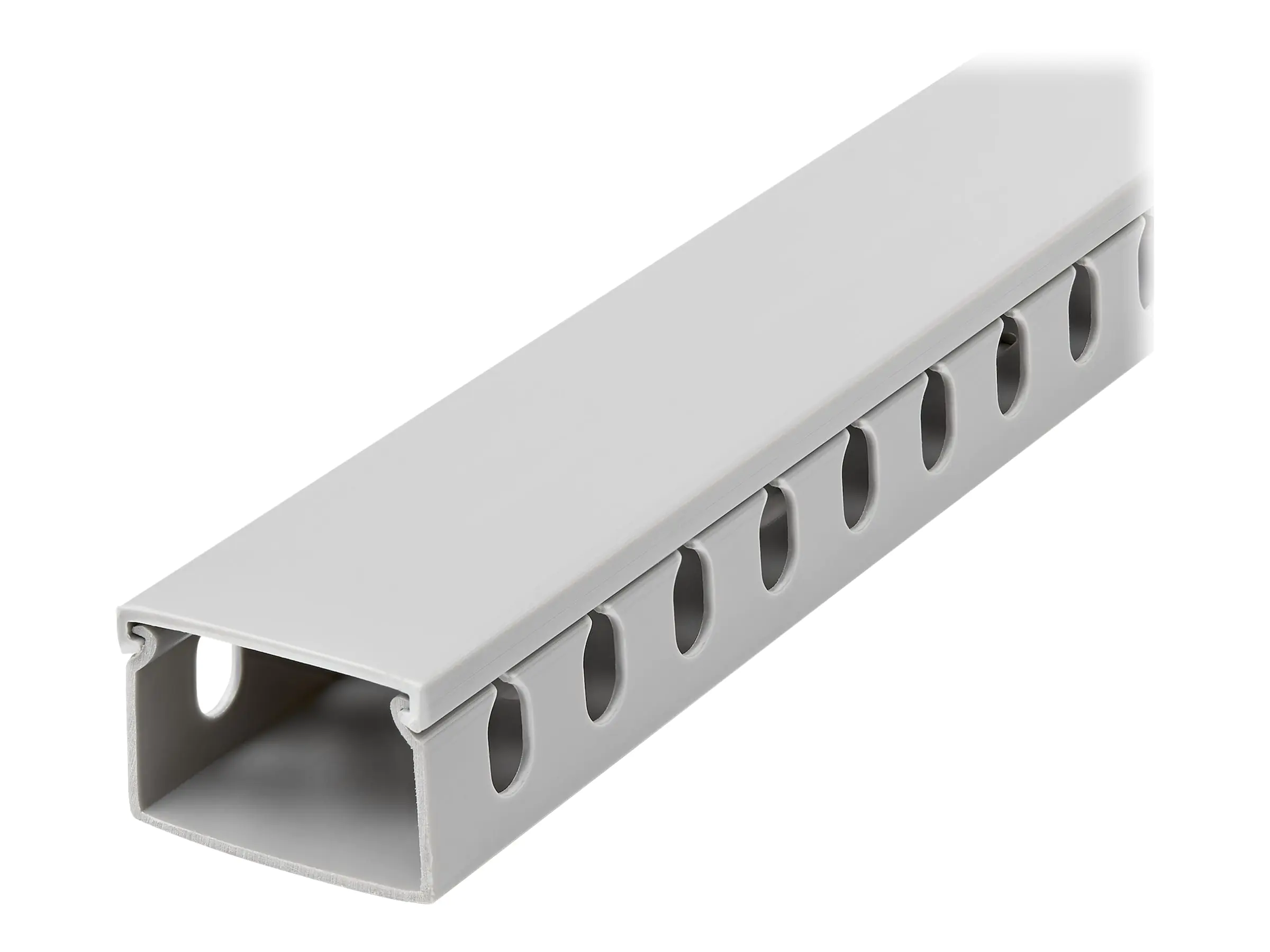 StarTech Open Slot Cable Management Raceway with Cover, 1-1/2"(38mm)W x 1"(25mm)H, 6.5ft(2m) length, 1/4"(8mm) Slots, PVC Network Cable Hider/Wall Wire Duct, Max 20 Cables, UL Listed - UL94 V0, M1 Fire Rated (CBMWD3825) - Kabeltrasse - 2 m - Grau - TAA-ko