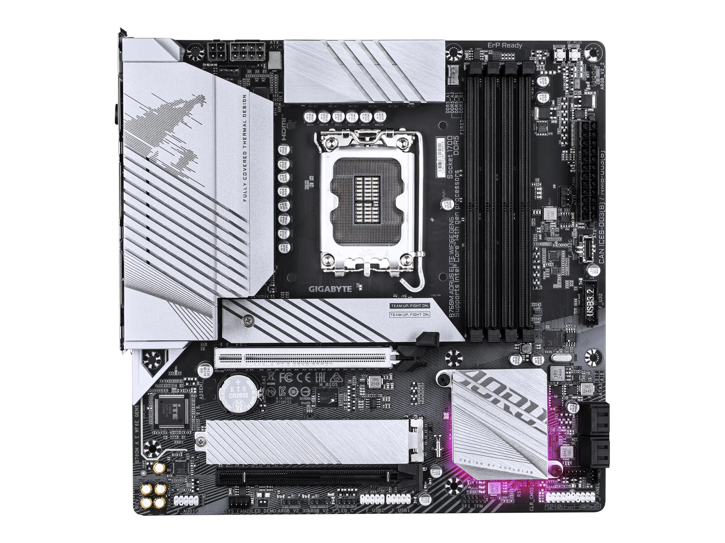 AORUS B760M ELITE WIFI6E GEN5 - Motherboard - micro ATX - LGA1700-Sockel - B760 Chipsatz - USB-C 3.2 Gen 2x2, USB-C 3.2 Gen2, USB 3.2 Gen 2, USB 3.2 Gen 1 - 2.5 Gigabit LAN, Wi-Fi 6E, Bluetooth - Onboard-Grafik (CPU erforderlich) - HD Audio (8-Kanal)