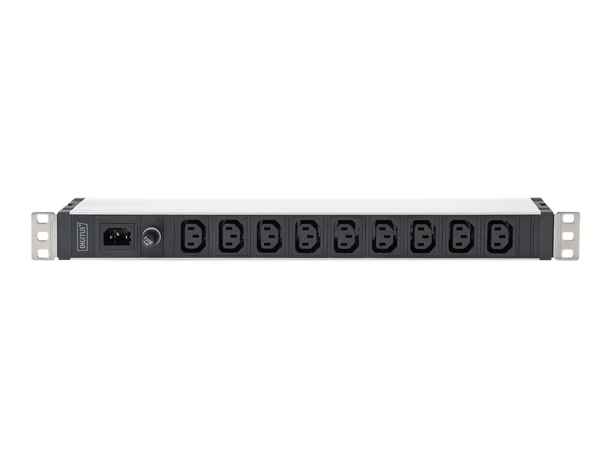 Digitus - Stromverteilungseinheit (Rack - einbaufähig) - Wechselstrom 230 V - 2300 VA - 1-phasig - Eingabe, Eingang IEC 60320 C14 - Ausgangsanschlüsse: 9 (power IEC 60320 C13) - 1U - 48.3 cm (19")