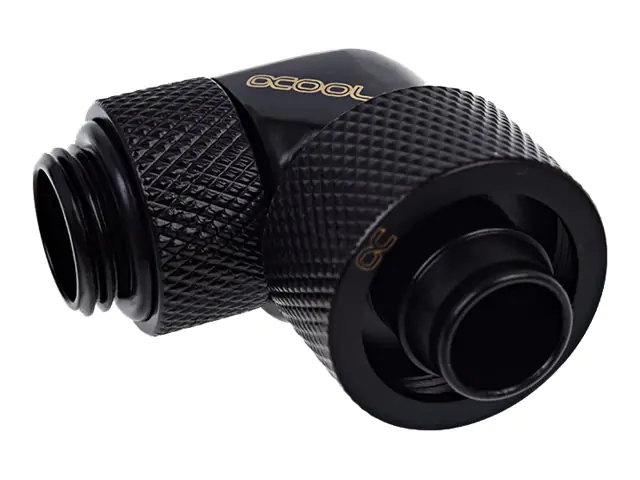 Alphacool Eiszapfen Connector Series 90° Socket 16/10mm - Gewinkeltes Kompressions-Montageteil für Flüssigkeitskühlsystem - Deep Black