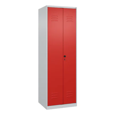 C+P Putzmittelschrank Classic PLUS 600 x 1.850 x 500 mm (B x H x T) Stahl Farbe der Front: verkehrsrot Farbe des Korpus: lichtgrau