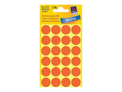 Avery Zweckform Farbkodierungspunkt - 1,8 cm Durchmesser - Rot (Packung mit 96) 3172