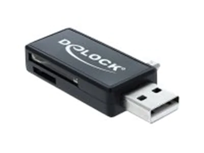 DeLOCK Micro USB OTG Card Reader + USB A male - Kartenleser (MMC, SD, microSD, SDHC, microSDHC, SDXC, microSDXC) - USB