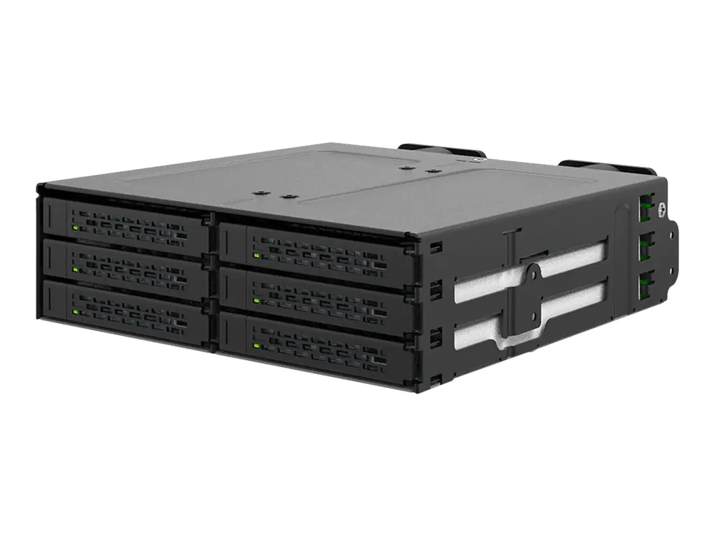 Icy Dock ToughArmor MB118VP-B - Speichergehäuse - 6 x U.2/U.3 NVMe SSD, Mobile Rack für 5,25" Schacht, mit SlimSAS SFF-8654 8i - 2.5" (6.4 cm) - PCIe 4.0 - PCIe 4.0 - Schwarz