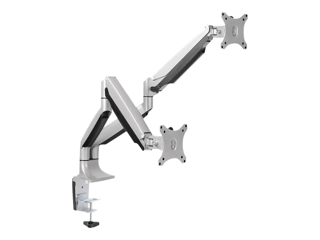 LogiLink - Befestigungskit für 2 Monitore (einstellbarer Arm) - Aluminium, kaltgewalzter Stahl - Bildschirmgröße: 33-81.3 cm (13"-32") - Tischmontage