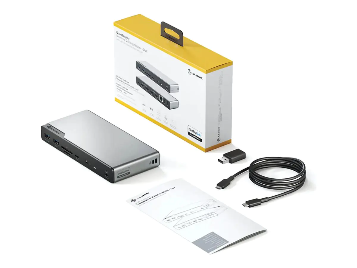 ALOGIC DV4 - Dockingstation - für Laptop - USB-C / USB-A - 3 x HDMI, DP - 1GbE