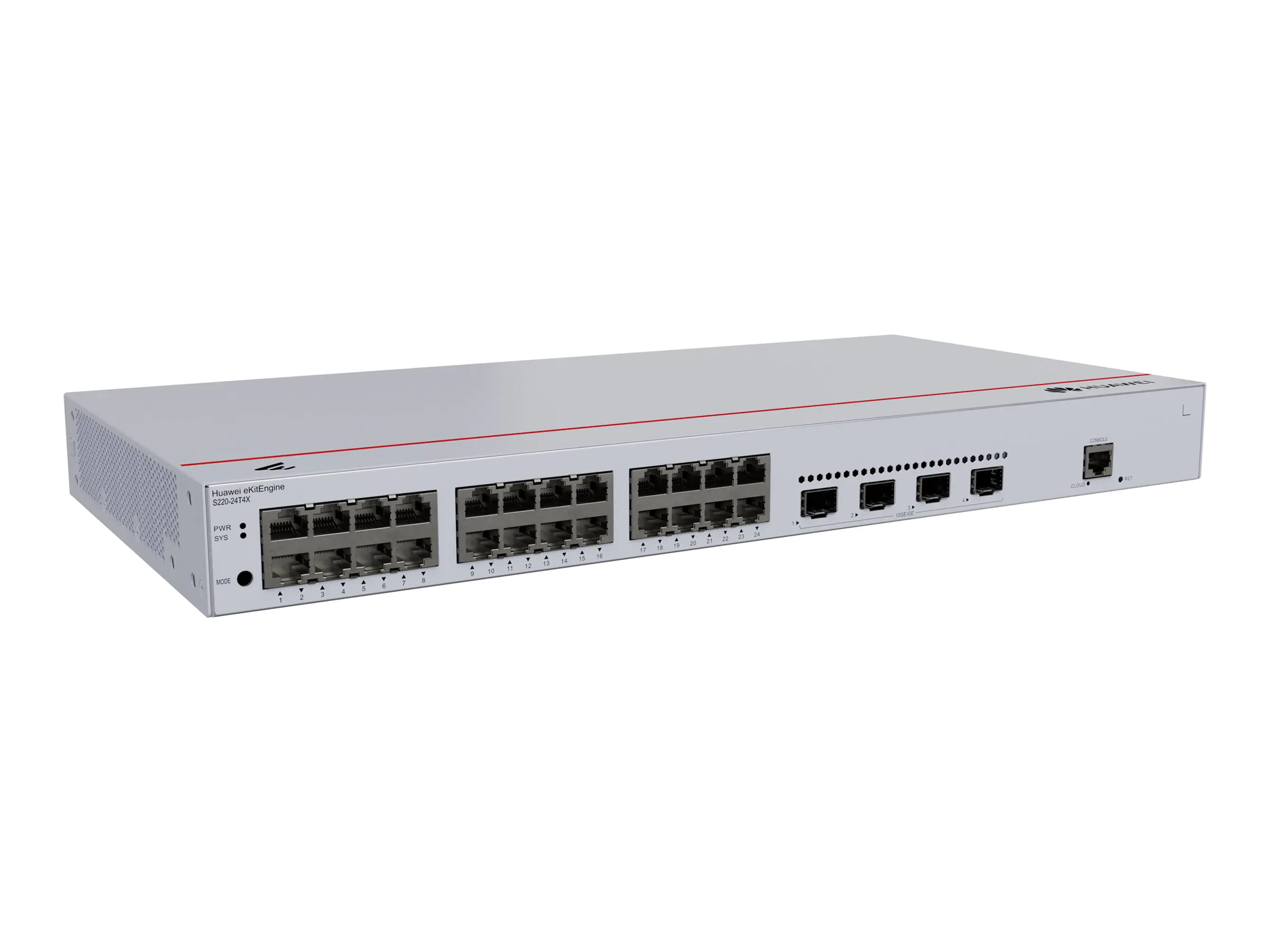 Huawei eKitEngine S220 Series S220-24T4X - Switch - managed - 24 x 10/100/1000 + 4 x 10Gb Ethernet SFP+ - Luftstrom von vorne zur Seite - an Rack montierbar