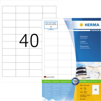 HERMA Etikett PREMIUM 4474 48,5x25,4mm weiß 4.000 St./Pack.