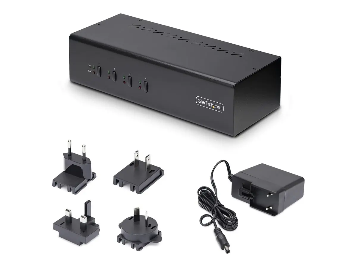 StarTech.com 4-Port Dual-Monitor DisplayPort KVM Switch, 4K 60Hz, 2x USB 5Gbps Hub Ports, 2x USB 2.