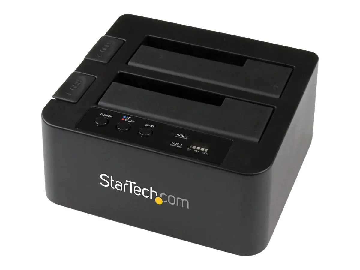 StarTech.com Dual-Bay Festplatten-Kopierer, USB 3.0 / eSATA Cloner/Dock - Speicher-Controller mit Netzanzeige - 2.5", 3.5" (6.4 cm, 8.9 cm) SDOCK2U33RE