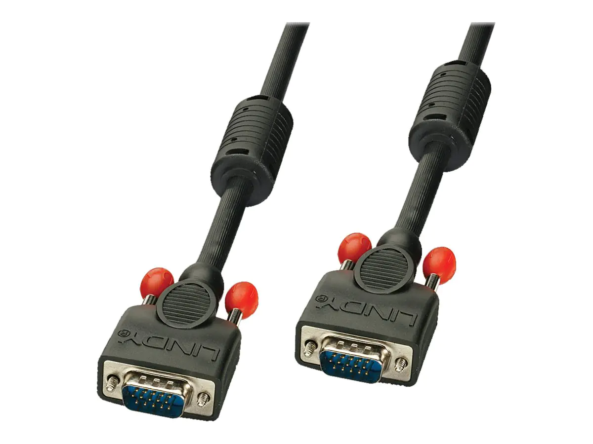 Lindy - VGA-Kabel - HD-15 (VGA) (M) zu HD-15 (VGA) (M) - 3 m - geformt, Daumenschrauben - Schwarz