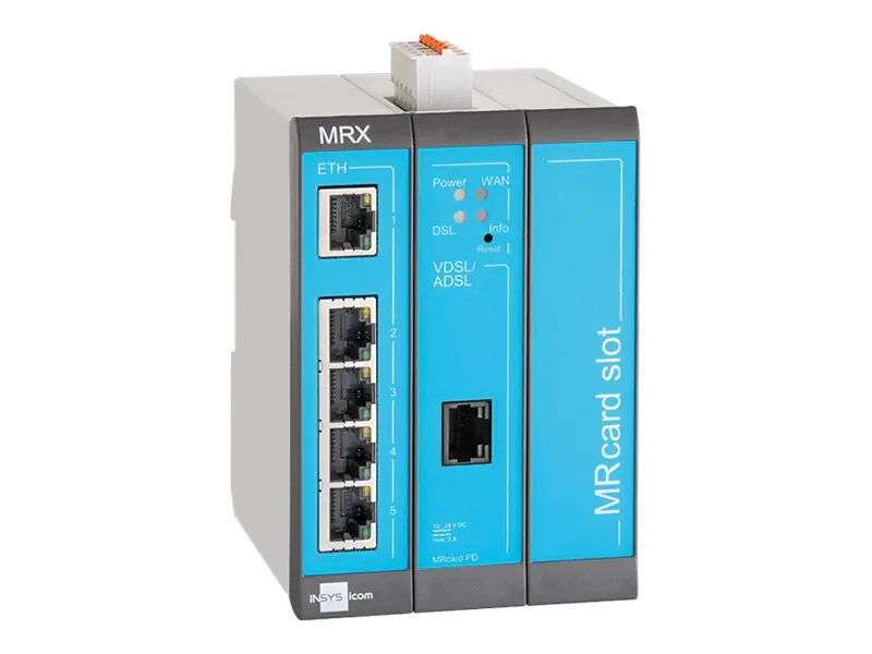 INSYS icom MRX MRX3 DSL - Annex-B - Router - DSL-Modem 5-Port-Switch - an DIN-Schiene montierbar