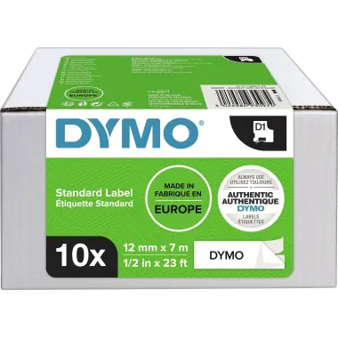 DYMO Schriftbandkassette D1 2093097 12mmx7m sw auf ws 10St.