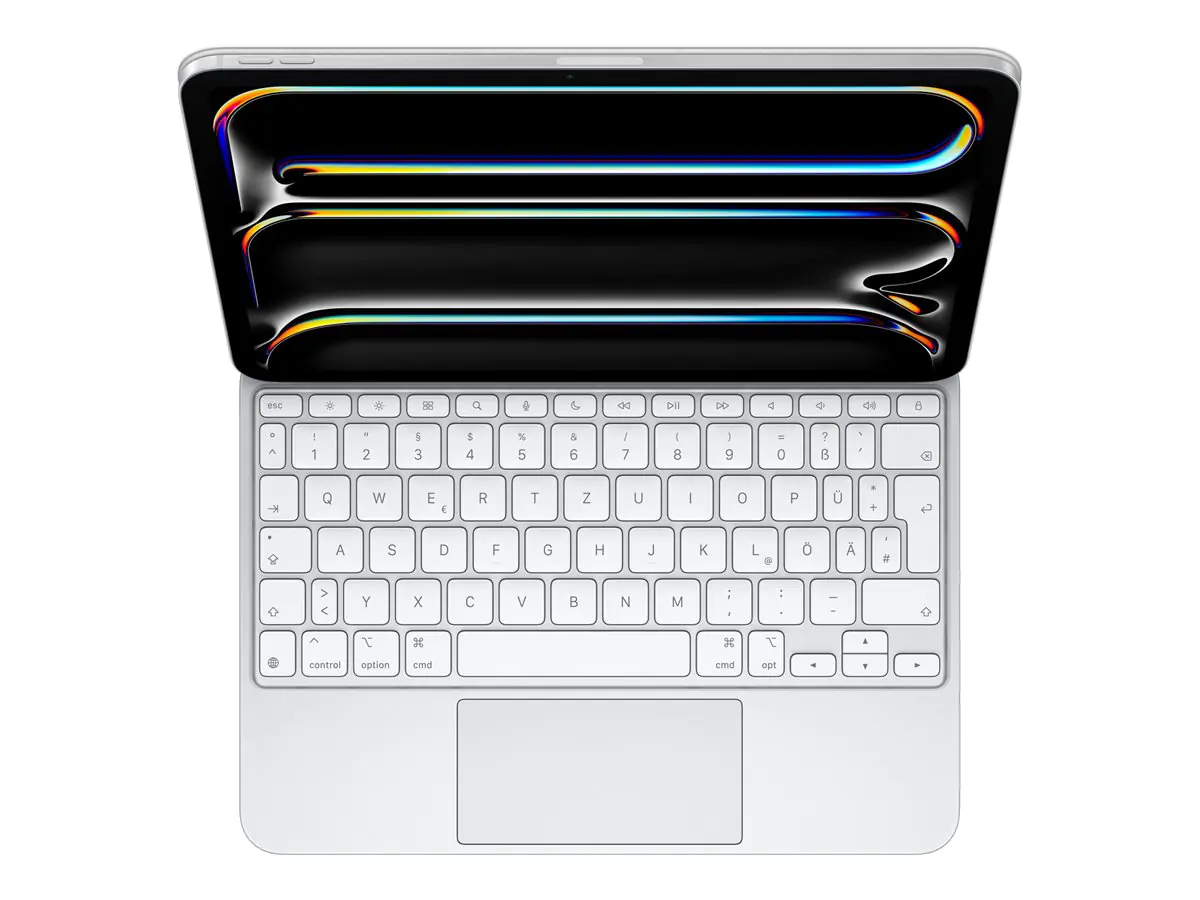 Apple Magic Keyboard - Tastatur und Foliohülle - mit Trackpad - hinterleuchtet - Apple Smart connector - QWERTZ - Deutsch - weiß - für Apple 11-inch iPad Pro (M4)