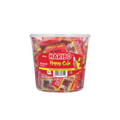 HARIBO Fruchtgummi Happy-Cola Minibeutel 100 x 9 g/Pack.